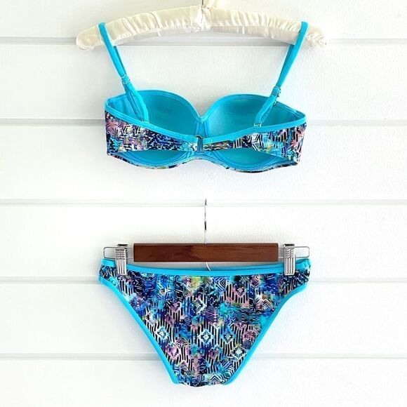 Coral Tropics 2 Piece Matching Swim Bikini Set S - Picture 2 of 6